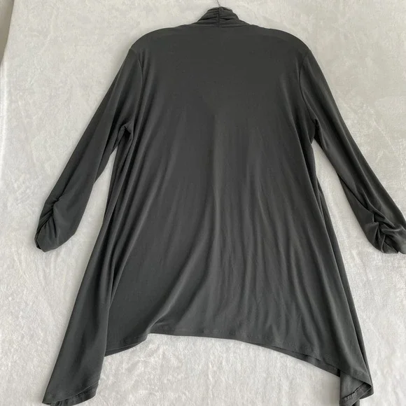Clara Sunwoo Blouse Top Women Sz M Gray Lagenlook Long Sleeve Wrinkle Free - Picture 5 of 9